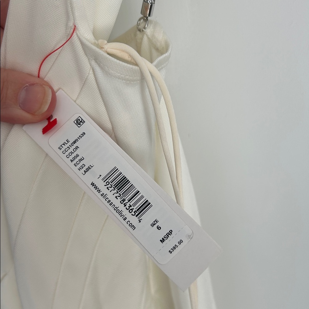 New Alice and Olivia Coral Crystal Strap Midi Dress - Picture 9 of 12